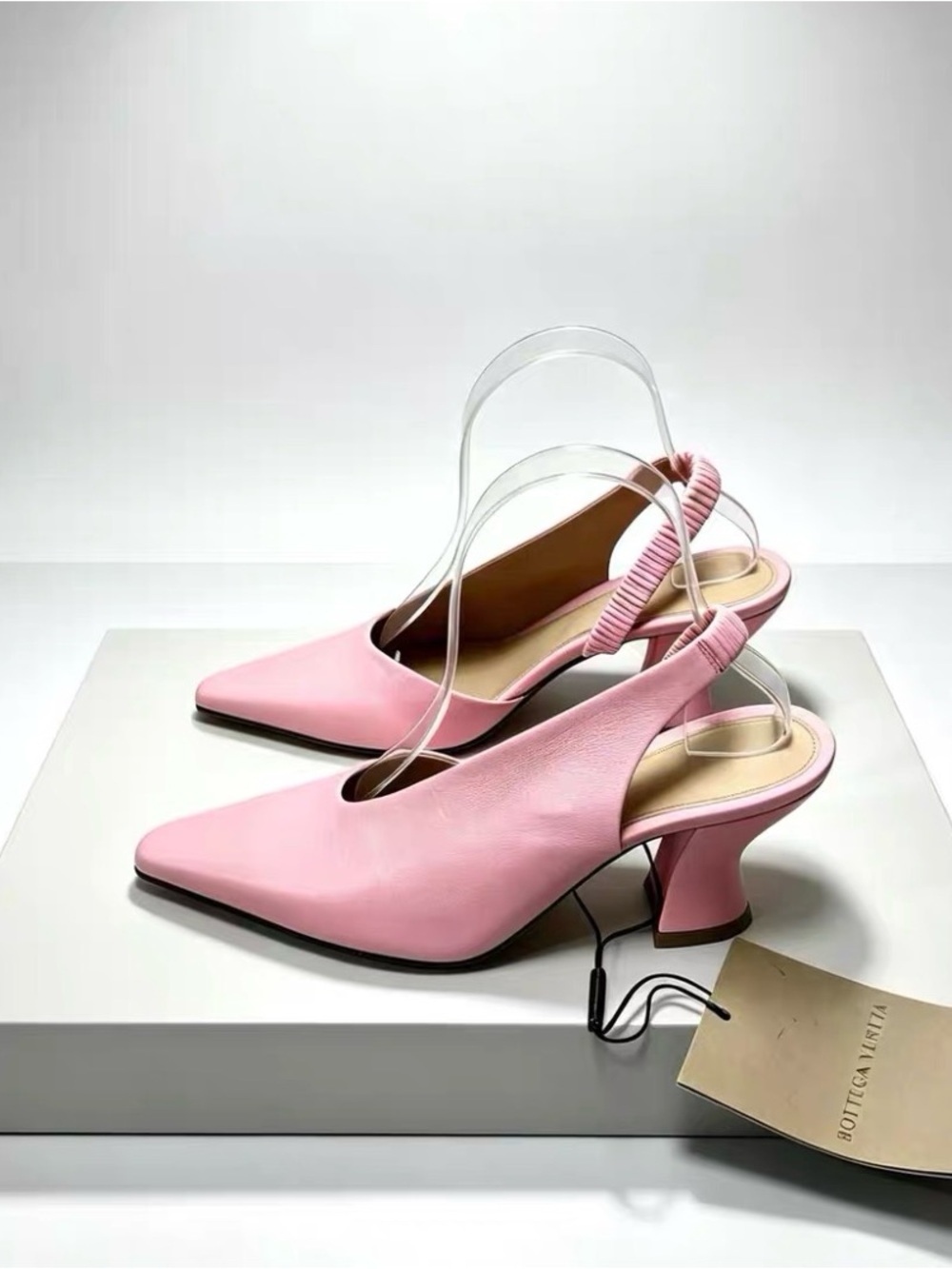 🚩steal Bottega Veneta Pink Pointed-Toe Slingback Heels